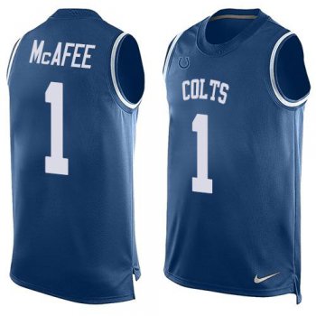 Men's Indianapolis Colts #1 Pat McAfee Royal Blue Hot Pressing Player Name & Number Nike NFL Tank Top Jersey