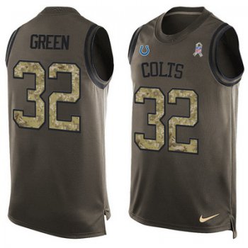Men's Indianapolis Colts #32 T.J.Green Green Salute to Service Hot Pressing Player Name & Number Nike NFL Tank Top Jersey
