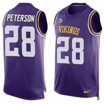 Men's Minnesota Vikings #28 Adrian Peterson Purple Hot Pressing Player Name & Number Nike NFL Tank Top Jersey