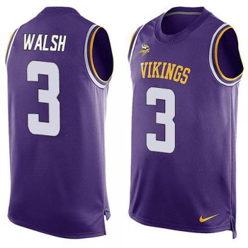 Men's Minnesota Vikings #3 Blair Walsh Purple Hot Pressing Player Name & Number Nike NFL Tank Top Jersey