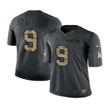 Men's Detroit Lions #9 Matthew Stafford Black Anthracite 2016 Salute To Service Stitched NFL Nike Limited Jersey