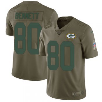 Nike Green Bay Packers #80 Martellus Bennett Olive Men's Stitched NFL Limited 2017 Salute To Service Jersey