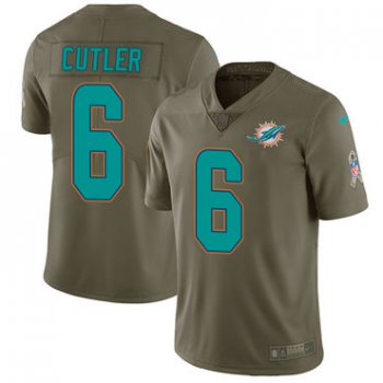 Nike Miami Dolphins #6 Jay Cutler Olive Men's Stitched NFL Limited 2017 Salute to Service Jersey