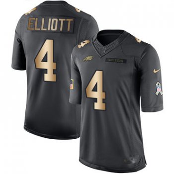 Nike Philadelphia Eagles #4 Jake Elliott Black Men's Stitched NFL Limited Gold Salute To Service Jersey