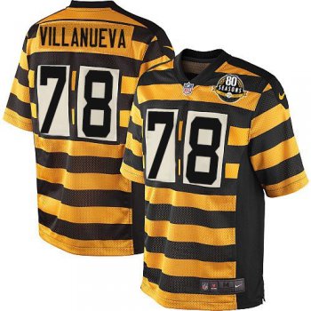 Nike Pittsburgh Steelers #78 Alejandro Villanueva Yellow Black Alternate Men's Stitched NFL 80TH Throwback Elite Jersey