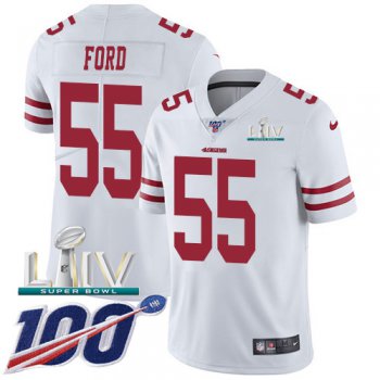 Nike 49ers #55 Dee Ford White Super Bowl LIV 2020 Youth Stitched NFL 100th Season Vapor Limited Jersey