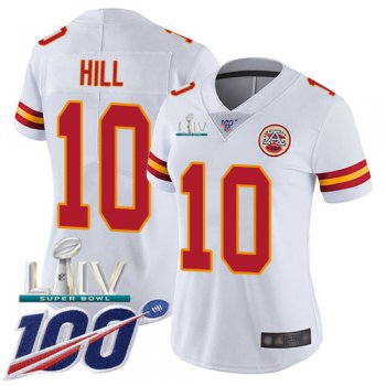 Nike Chiefs #10 Tyreek Hill White Super Bowl LIV 2020 Women's Stitched NFL 100th Season Vapor Untouchable Limited Jersey