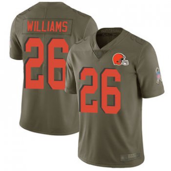 Browns #26 Greedy Williams Olive Men's Stitched Football Limited 2017 Salute To Service Jersey