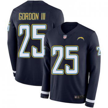 Chargers #25 Melvin Gordon III Navy Blue Team Color Men's Stitched Football Limited Therma Long Sleeve Jersey
