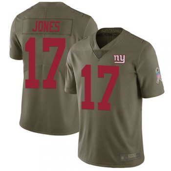 Giants #17 Daniel Jones Olive Men's Stitched Football Limited 2017 Salute to Service Jersey