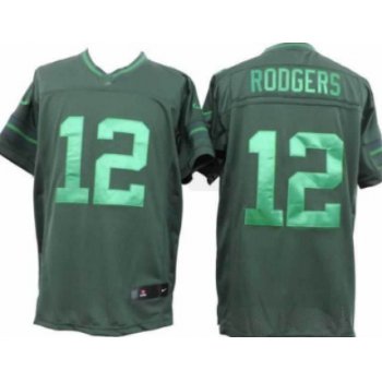 Nike Green Bay Packers #12 Aaron Rodgers Drenched Limited Green Jersey
