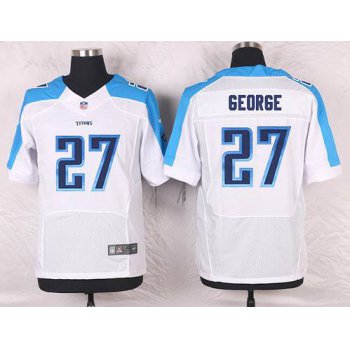 Men's Tennessee Titans #27 Eddie George White Retired Player NFL Nike Elite Jersey