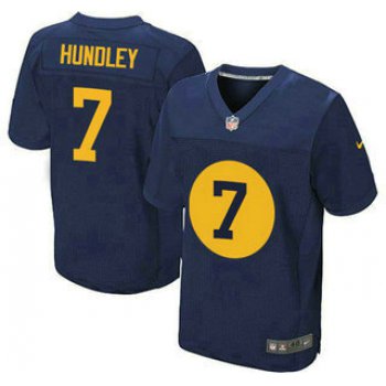 Men's Green Bay Packers #7 Brett Hundley Alternate Navy Blue Stitched NFL Nike Elite Jersey
