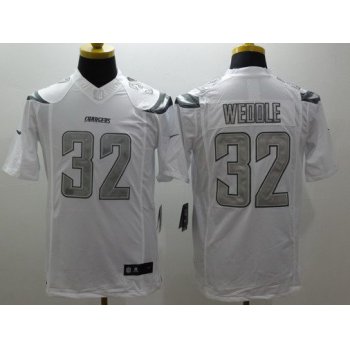 Men's San Diego Chargers #32 Eric Weddle White Platinum NFL Nike Limited Jersey