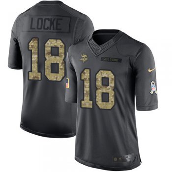 Men's Minnesota Vikings #18 Jeff Locke Black Anthracite 2016 Salute To Service Stitched NFL Nike Limited Jersey