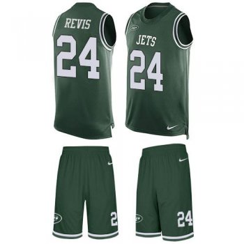 Nike Jets #24 Darrelle Revis Green Team Color Men's Stitched NFL Limited Tank Top Suit Jersey