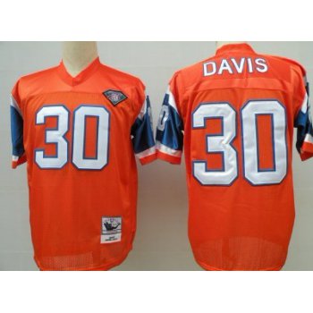 Denver Broncos #30 Terrell Davis Orange 75TH Throwback Jersey