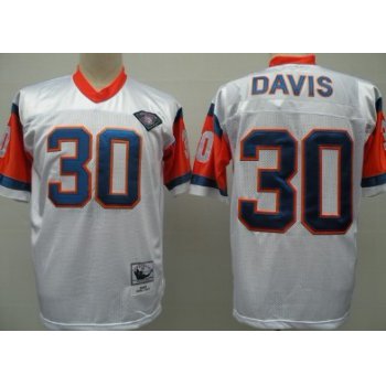 Denver Broncos #30 Terrell Davis White 75TH Throwback Jersey