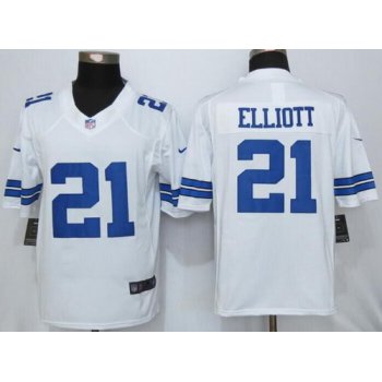 Men's Dallas Cowboys #21 Ezekiel Elliott White Road NFL Nike Limited Jersey