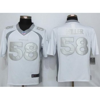 Men's Denver Broncos #58 Von Miller White Platinum NFL Nike Limited Jersey