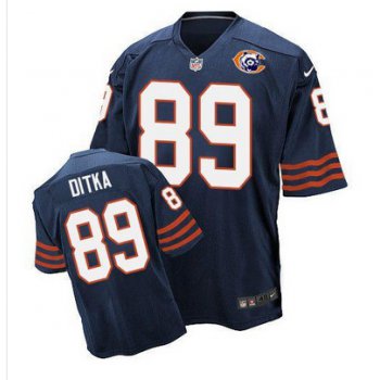 Nike Bears #89 Mike Ditka Navy Blue Throwback Men's Stitched NFL Elite Jersey