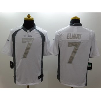 Nike Denver Broncos #7 John Elway Platinum White Limited Jersey