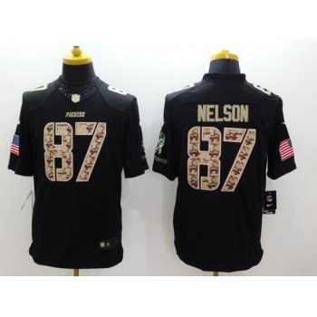 Nike Green Bay Packers #87 Jordy Nelson Salute to Service Black Limited Jersey