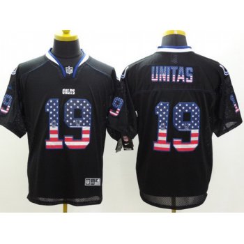 Nike Indianapolis Colts #19 Johnny Unitas 2014 USA Flag Fashion Black Elite Jersey