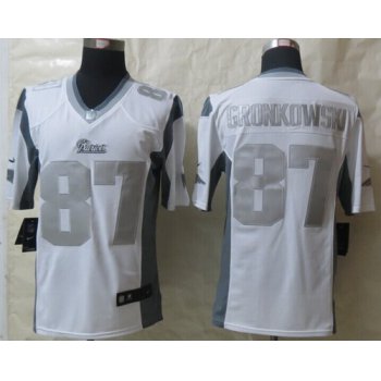 Nike New England Patriots #87 Rob Gronkowski Platinum White Limited Jersey