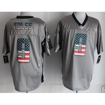 Nike Philadelphia Eagles #9 Nick Foles 2014 USA Flag Fashion Gray Elite Jersey