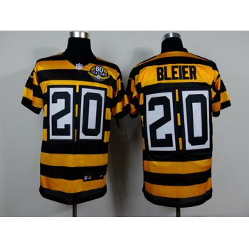 Nike Pittsburgh Steelers #20 Rocky Bleier Yellow With Black Throwback 80TH Jersey