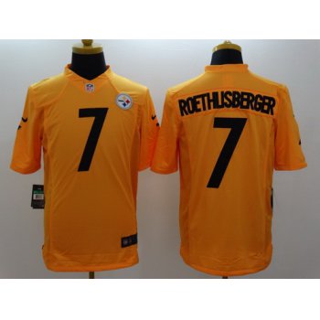 Nike Pittsburgh Steelers #7 Ben Roethlisberger Yellow Limited Jersey