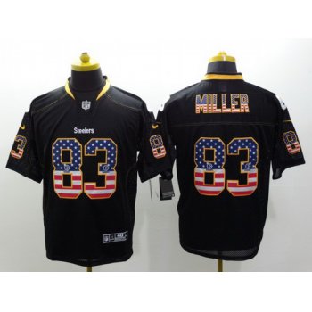 Nike Pittsburgh Steelers #83 Heath Miller 2014 USA Flag Fashion Black Elite Jersey