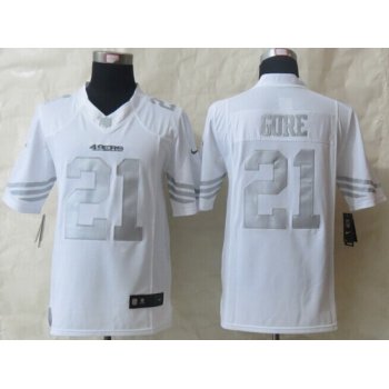 Nike San Francisco 49ers #21 Frank Gore Platinum White Limited Jersey