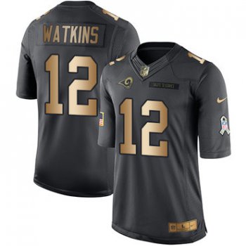 Nike Los Angeles Rams #12 Sammy Watkins Black Men's Stitched NFL Limited Gold Salute To Service Jersey