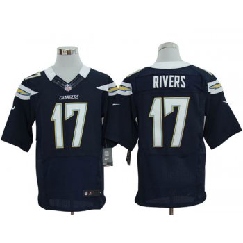 Size 60 4XL-Philip Rivers San Diego Chargers #17 Dark Blue Stitched Nike Elite NFL Jerseys