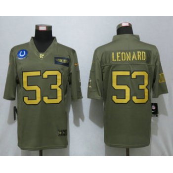 Men's Indianapolis Colts #53 Darius Leonard Olive Gold 2019 Salute To Service Stitched NFL Nike Limited Jersey