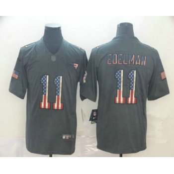 Men's New England Patriots #11 Julian Edelman 2019 Black Salute To Service USA Flag Fashion Limited Jersey