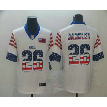 Men's New York Giants #26 Saquon Barkley White Independence Day Stars Stripes Jersey