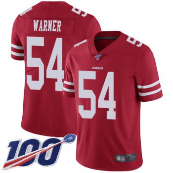 Men's San Francisco 49ers #54 Fred Warner Red Team Color Vapor Untouchable Limited Player 100th Season Football Jersey
