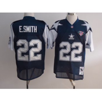 Size 8XL Dallas Cowboys #22 Emmitt Smith Blue Thanksgiving 75TH Throwback Jersey