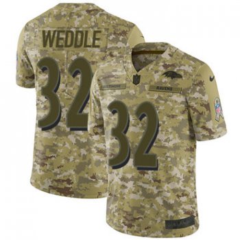 Nike Ravens #32 Eric Weddle Camo Men's Stitched NFL Limited 2018 Salute To Service Jersey