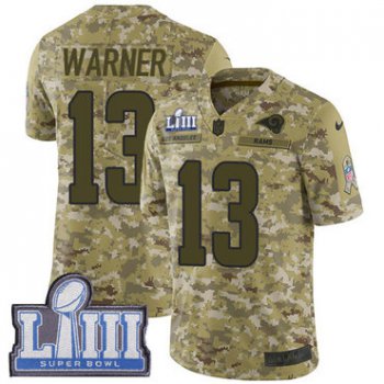 #13 Limited Kurt Warner Camo Nike NFL Men's Jersey Los Angeles Rams 2018 Salute to Service Super Bowl LIII Bound