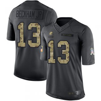 Men's Cleveland Browns #13 Odell Beckham Jr Black Stitched Football Limited 2016 Salute to Service Jersey