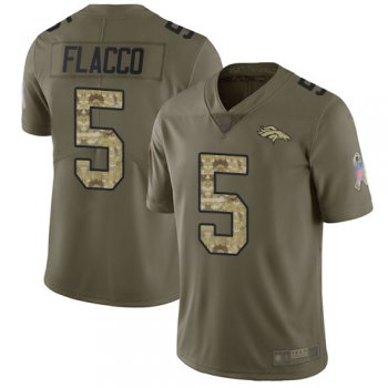 Men's Denver Broncos #5 Joe Flacco Olive Camo Stitched Football Limited 2017 Salute To Service Jersey