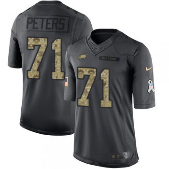 Men's Philadelphia Eagles #71 Jason Peters Black Anthracite 2016 Salute To Service Stitched NFL Nike Limited Jersey