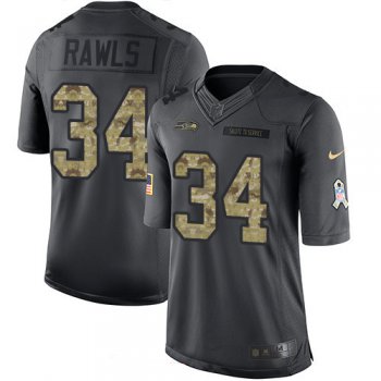 Men's Seattle Seahawks #34 Thomas Rawls Black Anthracite 2016 Salute To Service Stitched NFL Nike Limited Jersey