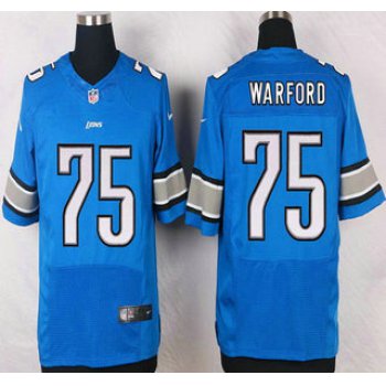 Detroit Lions #75 Larry Warford Light Blue Team Color NFL Nike Elite Jersey