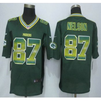 Green Bay Packers #87 Jordy Nelson Green Strobe 2015 NFL Nike Fashion Jersey