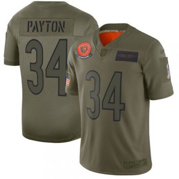Men Chicago Bears 34 Payton Green Nike Olive Salute To Service Limited NFL Jerseys